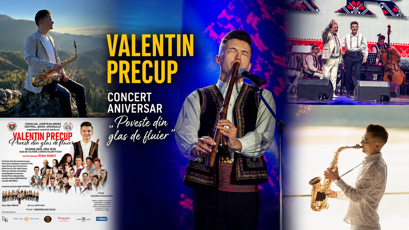Concert aniversar Valentin Precup, cu nume mari, la Pitești: povestea unui „puști din Corbi”, spusă prin „glas de fluier”
