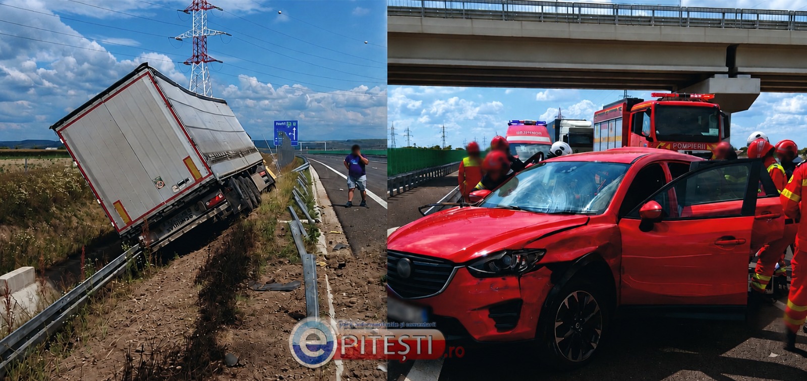 Accident grav pe DEx12: Mașină distrusă de TIR