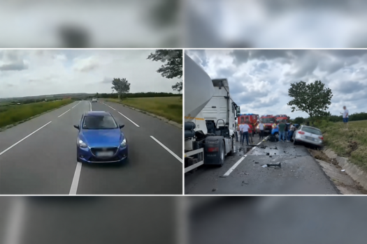 Accident mortal surprins video: Un șofer de 82 de ani a intrat pe contrasens și s-a izbit de un TIR