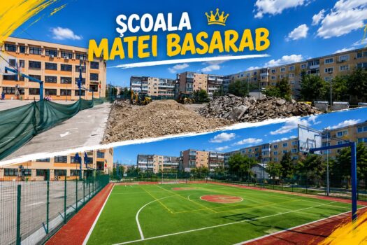 Școala „Matei Basarab” din Pitești va avea un super teren de sport. Au început lucrările!