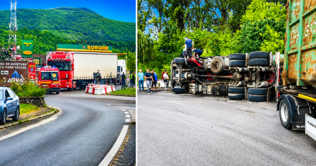 Mastodont răsturnat pe DN 7 Pitești-Sibiu: Blocaj în trafic