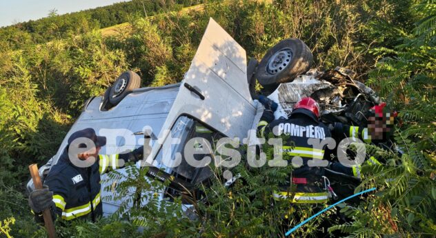 Accident grav pe A1, București-Pitești! Dubă răsturnată, ACUM!