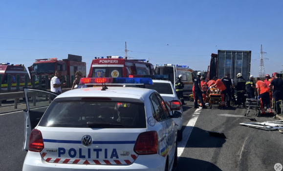 Accidente în lanț pe Autostrada A1! Șapte vehicule implicate, patru persoane, la spital