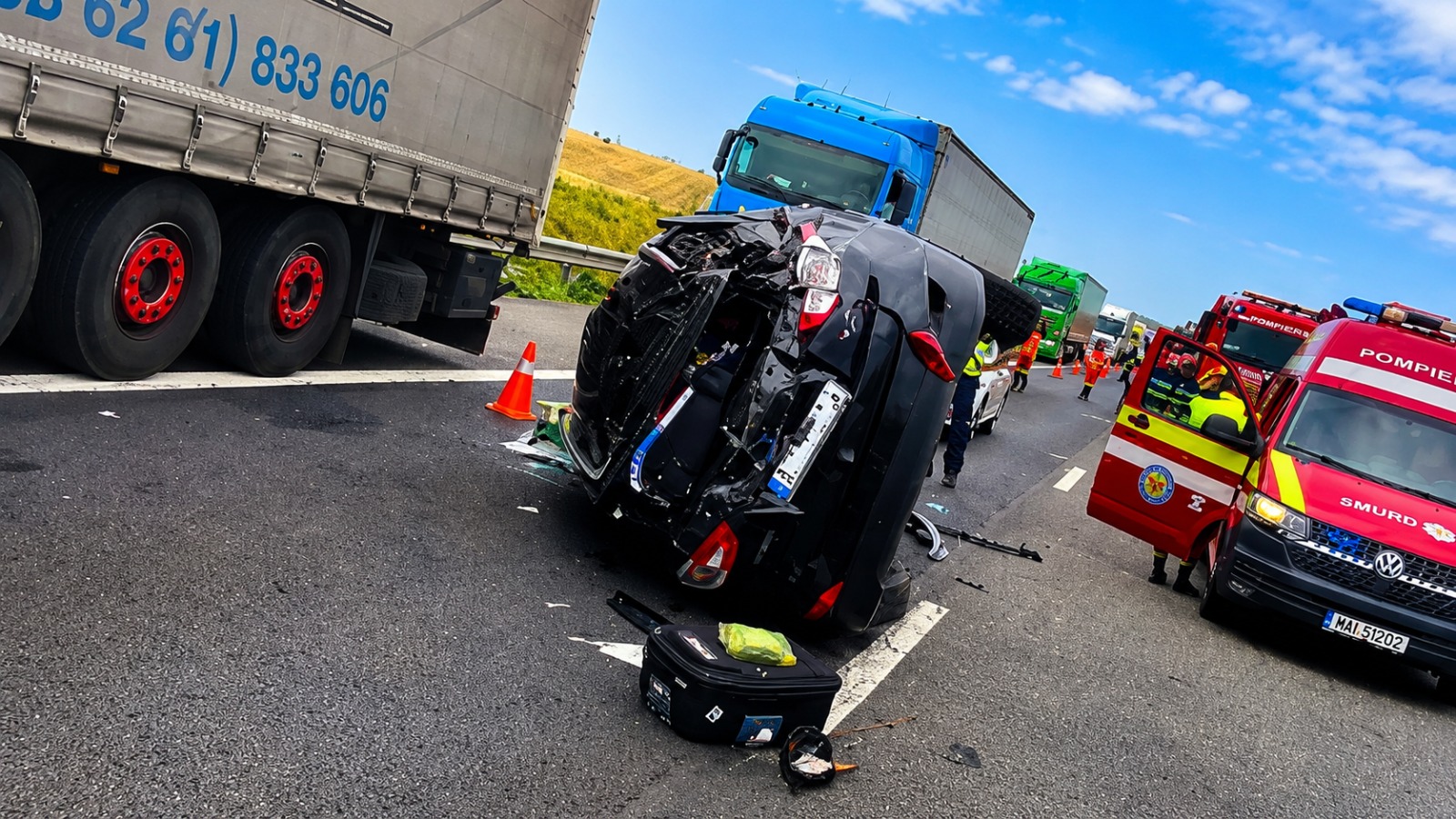 Accident grav pe autostrada A1! Două persoane au ajuns la spital