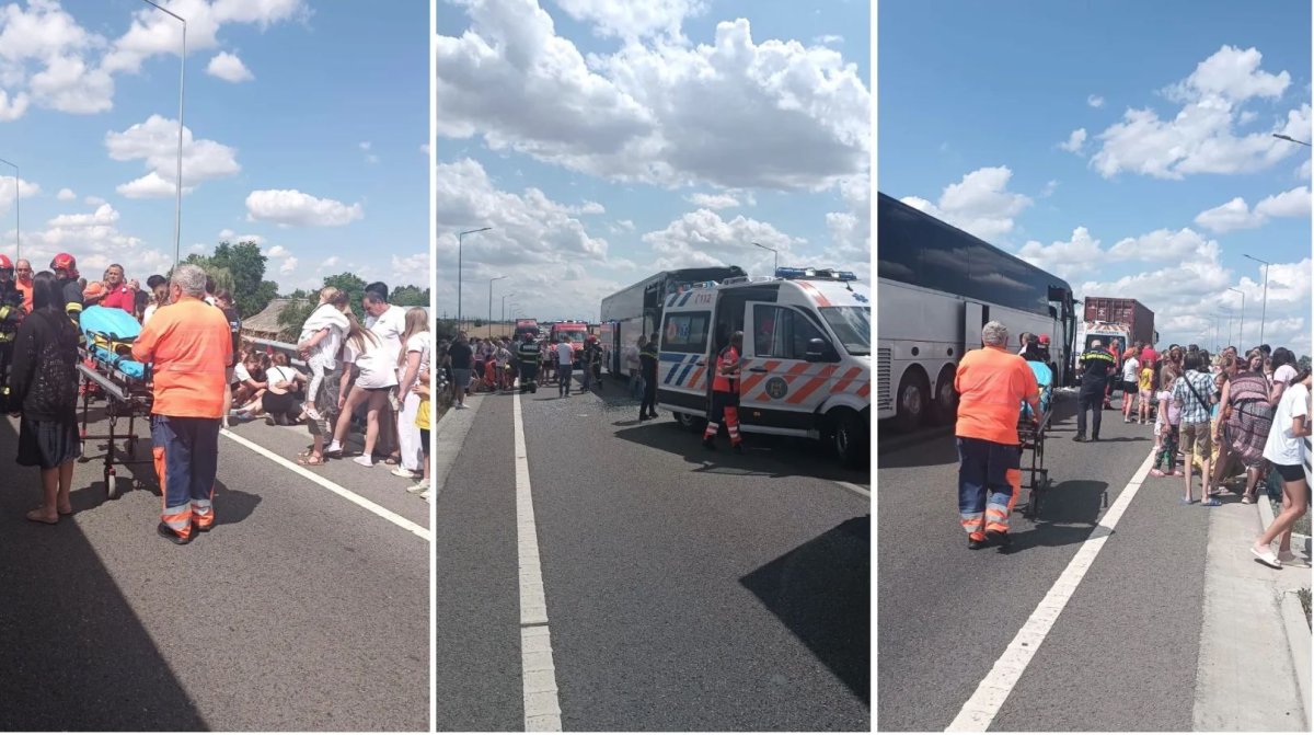 Autocar plin cu copii, spulberat de un TIR! Planul roșu activat