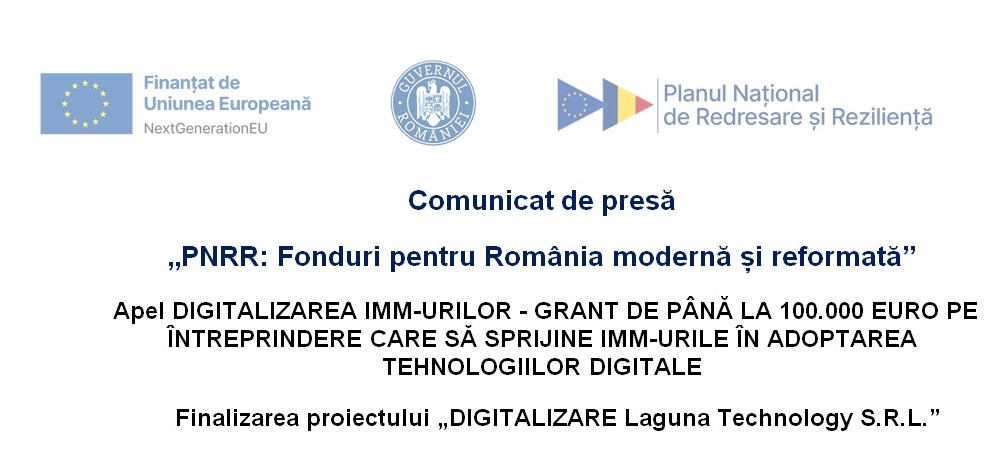 Comunicat de presă: Apel pentru digitalizarea IMM-urilor. Granturi de până la 100.000 de euro pentru fiecare întreprindere în vederea adoptării tehnologiilor digitale