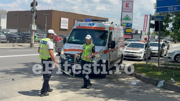 Accident în Pitești, Nord: Copil de 16 ani pe trotinetă, lovit de taxi lângă Leroy Merlin