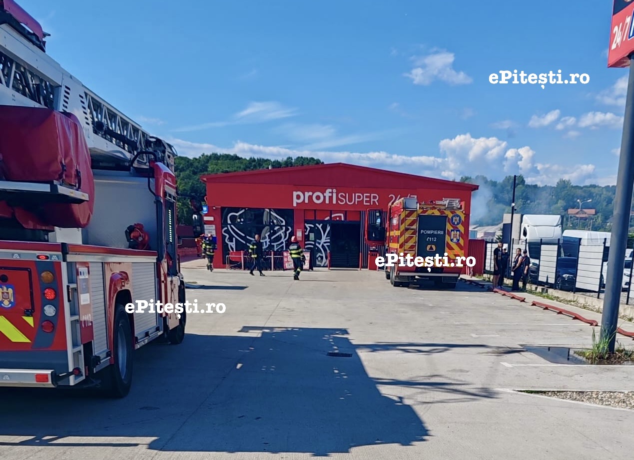 Incendiu la supermarketul Profi din Bascov, Argeș
