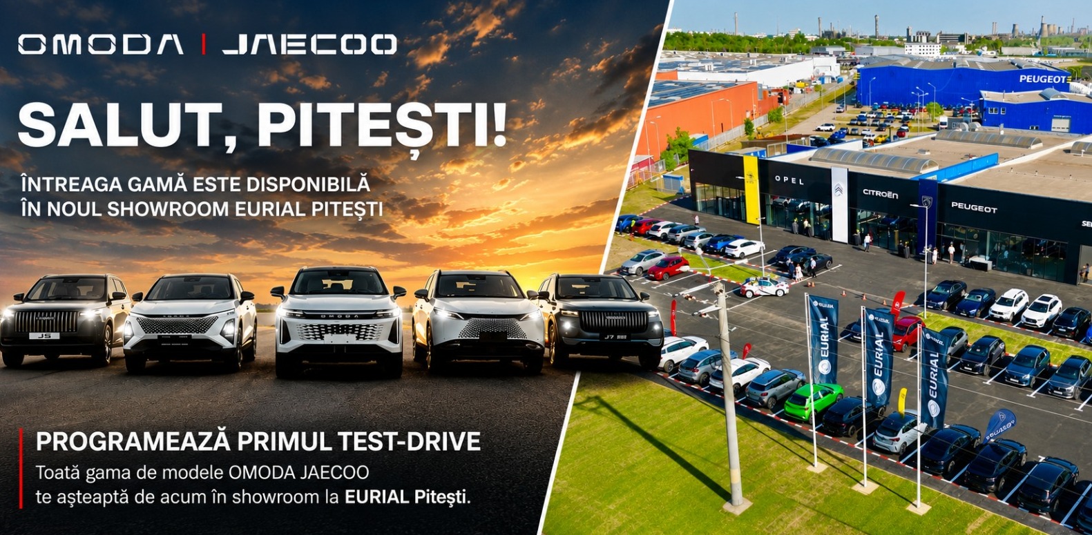 OMODA & JAECOO au ajuns la Pitești. Întreaga gamă este disponibilă în showroom-ul Eurial
