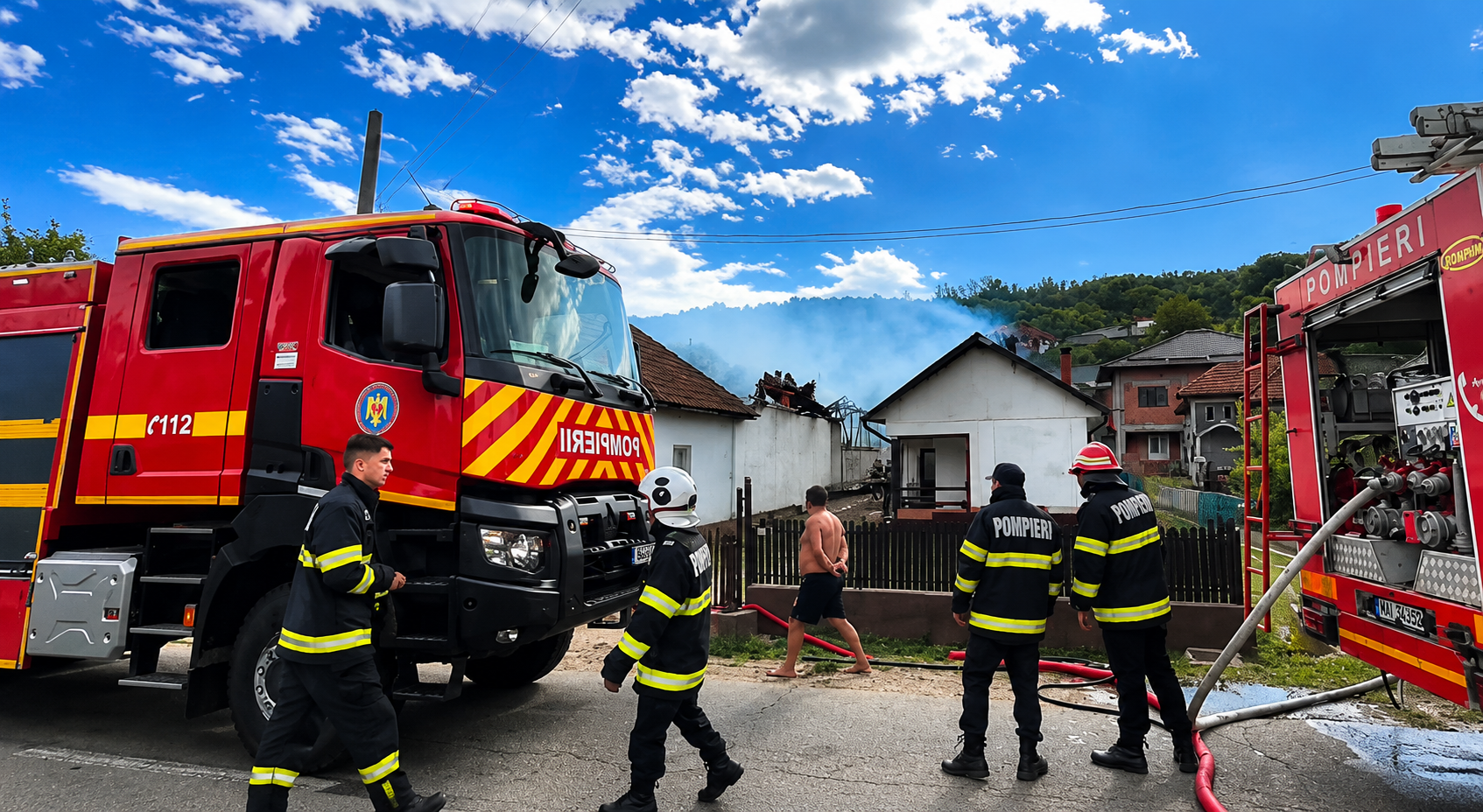 Incendiu puternic! Arde o casă lângă Pitești