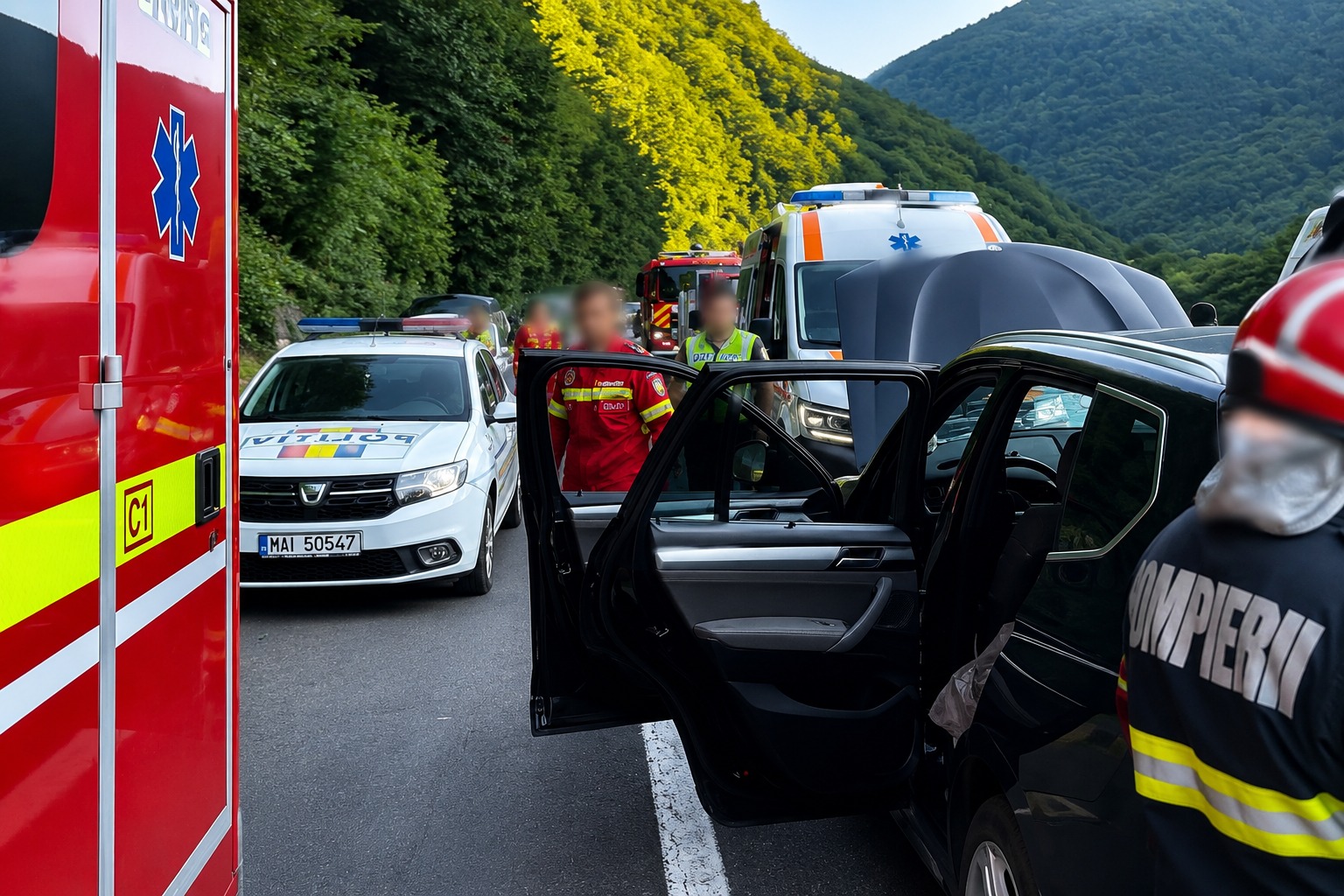 UPDATE. Tragedie pe DN7, Valea Oltului. Bărbatul lovit de un bolovan a murit