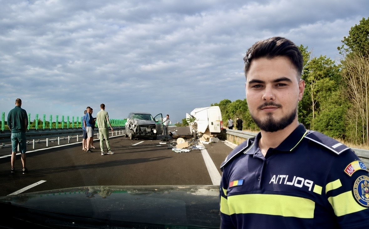 VIDEO | Momentul în care un polițist aflat în timpul liber oprește și sare în ajutorul victimelor de pe DEx12