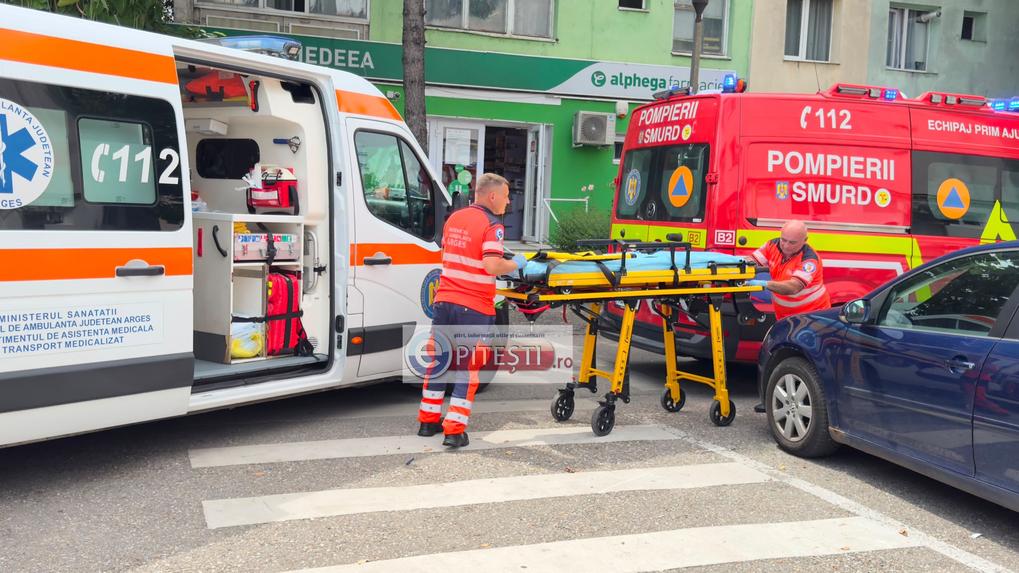 Exclusiv/Pitești: Bărbat de 50 de ani, în stop cardio-respirator lângă Farmacia Medeea-Exercițiu. Medicii îl resuscitează