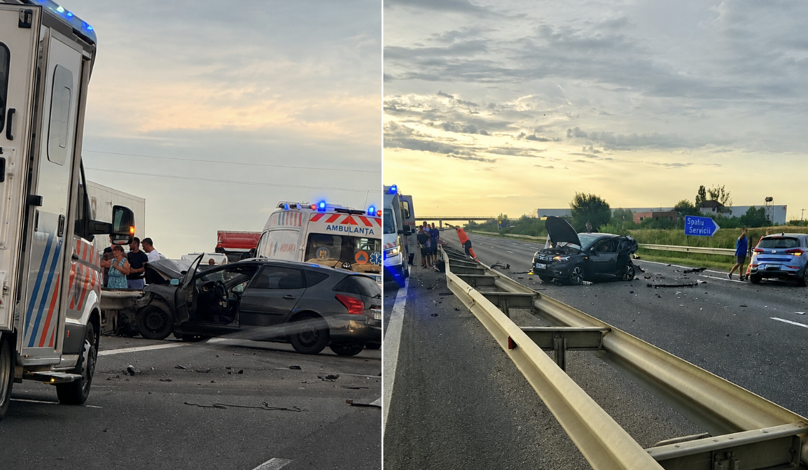 Două accidente pe A1, în Argeș, în aceeași zonă! Șofer băut și patru răniți