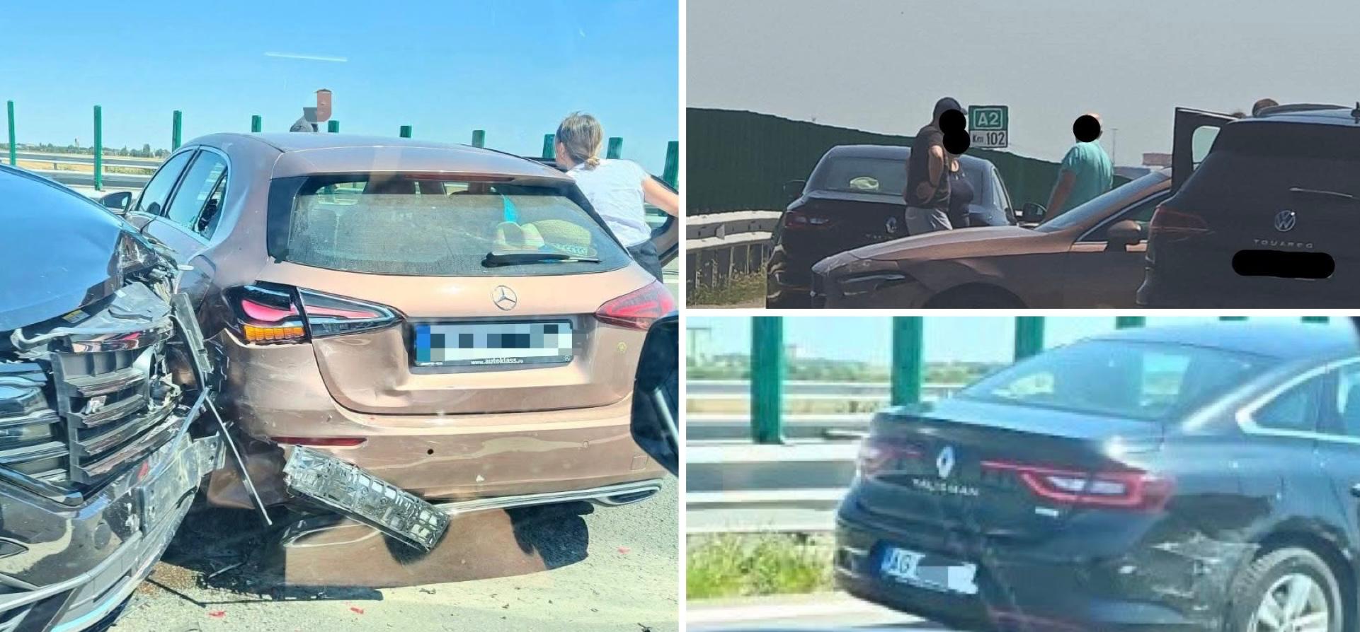 Accident pe A2, spre Constanța: Mașină din Argeș implicată în carambolul care a blocat drumul spre litoral