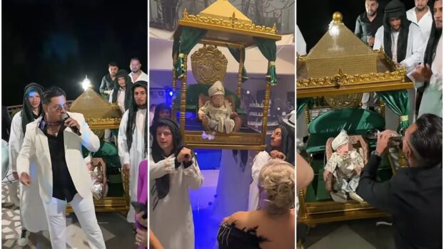 Botez spectaculos la Rucăr, Argeș: Vladimir a intrat în sală pe un tron