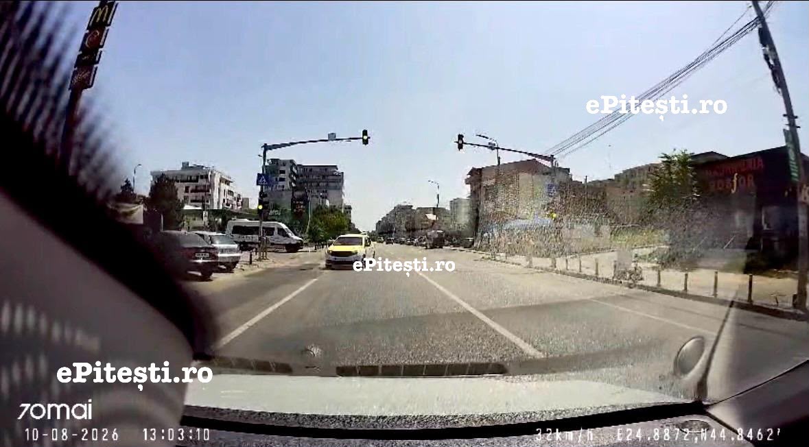 Taximetrist surprins pe contrasens în Pitești, lângă Mc Donald’s! Totul a fost filmat