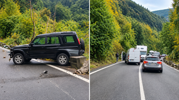Accident pe Valea Oltului, DN7, între Brezoi și Călimănești. Două mașini implicate