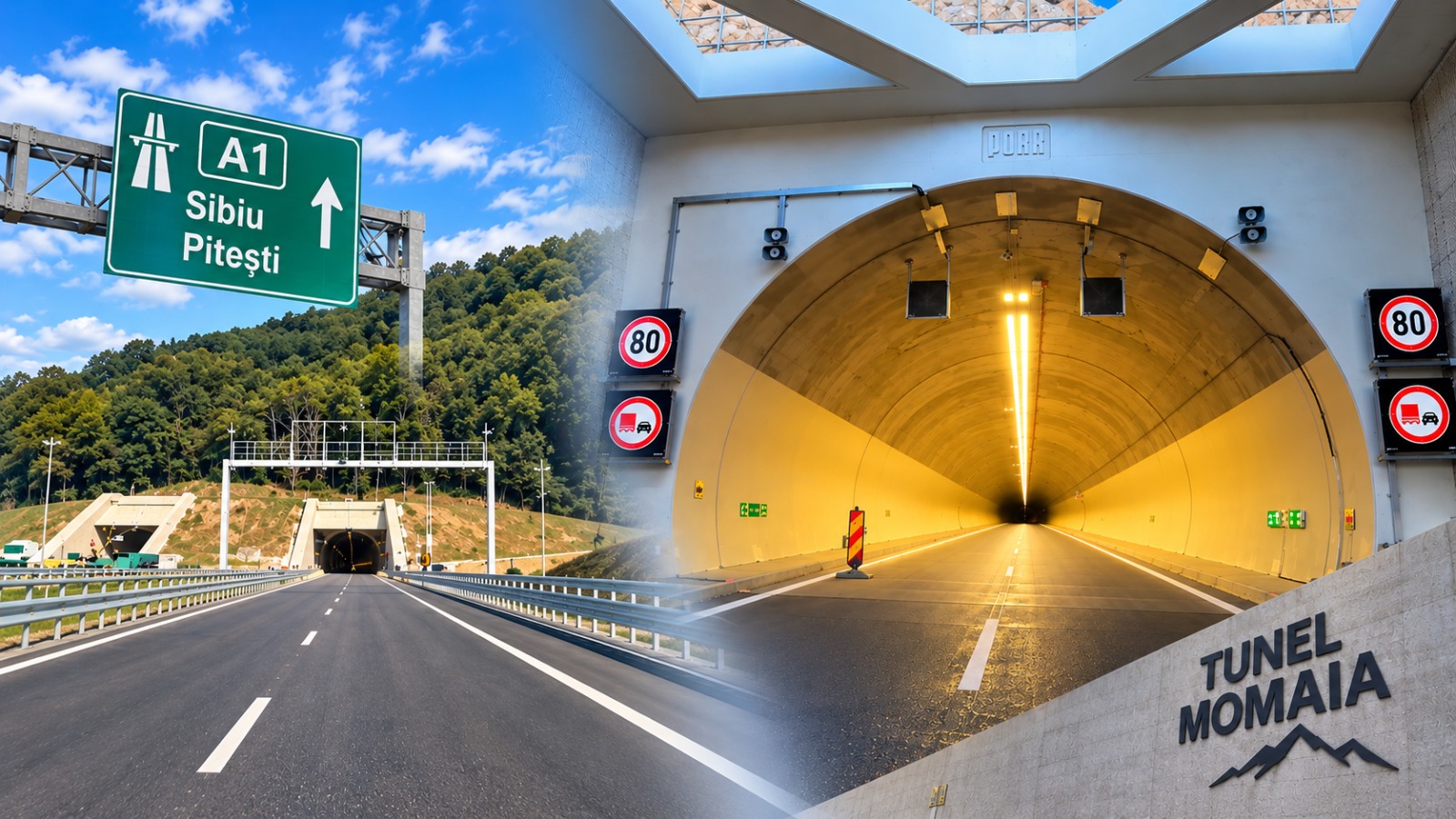 Tunelul Momaia de pe A1 Sibiu-Pitești, aproape de deschidere. Imagini spectaculoase din interior