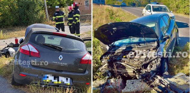 Argeș. Un tânăr de 21 de ani a intrat cu mașina într-un cap de pod