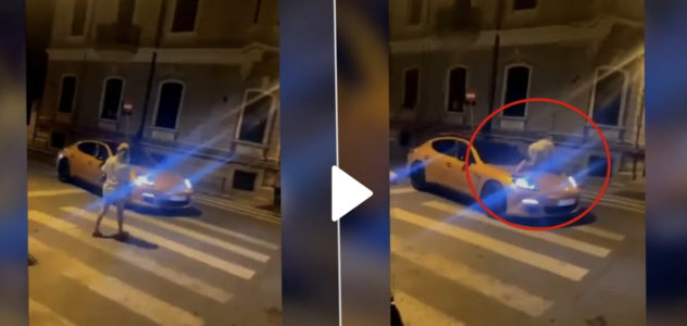 O femeie a traversat peste capota unui Porsche oprit pe trecerea de pietoni în București