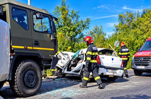 Accident deosebit de grav pe DN7 Pitești–Sibiu. Șofer, în stare de inconștiență. Trafic blocat