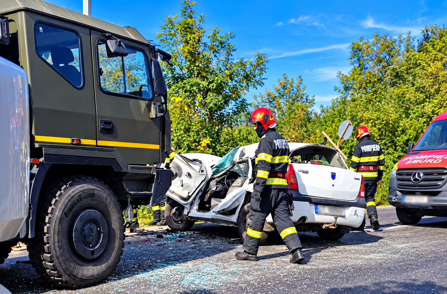 Accident deosebit de grav pe DN7 Pitești–Sibiu. Șofer, în stare de inconștiență. Trafic blocat