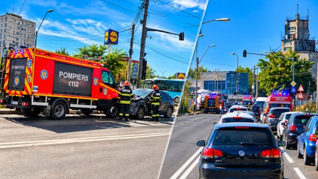 Accident în Pitești, lângă Lidl CNCD! Trafic paralizat