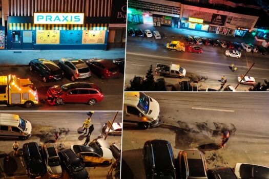 Accident rutier în Pitești, în cartierul Trivale: Mai multe mașini lovite, șoferul a plecat