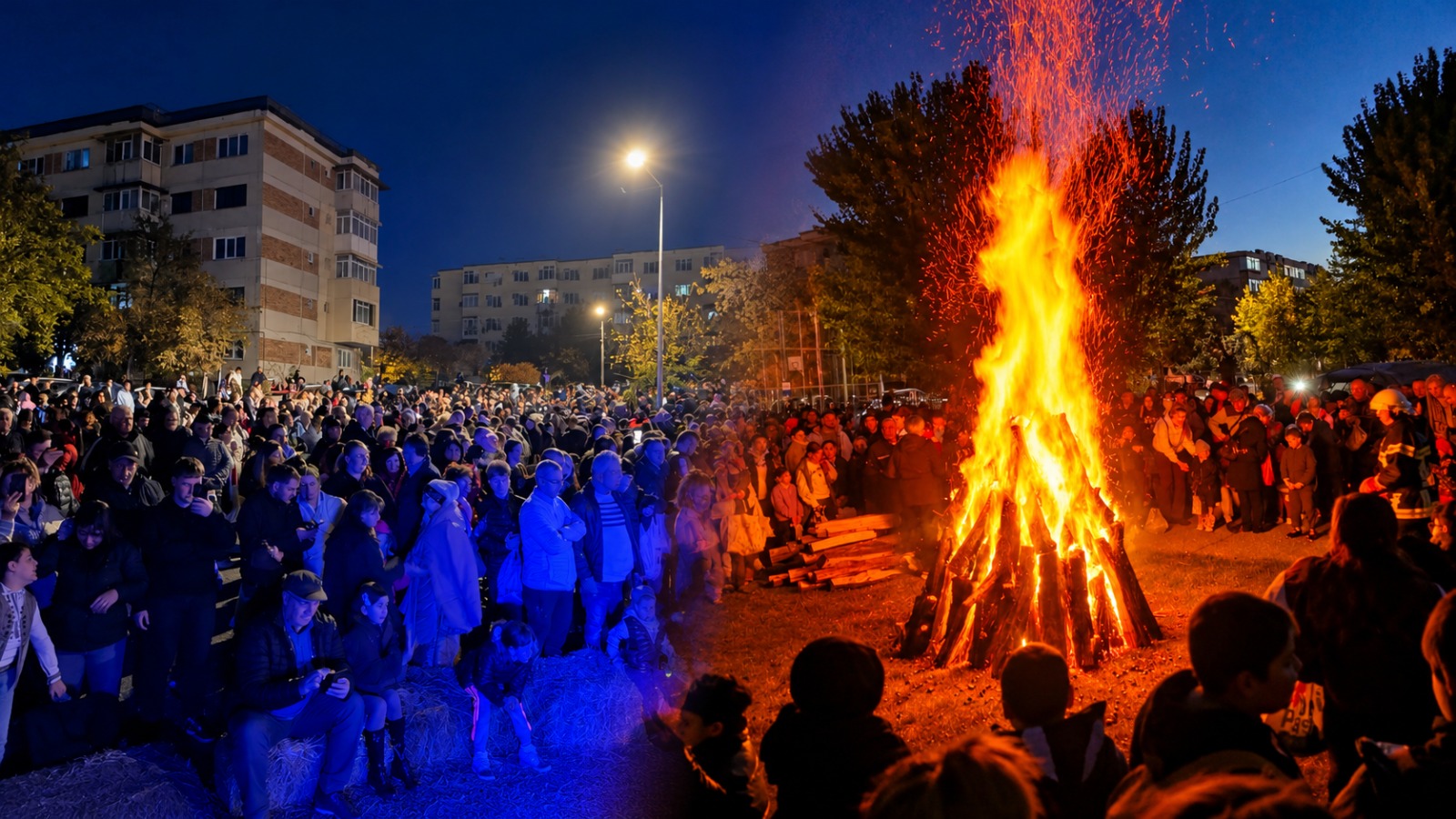 Mioveniul s-a adunat la Focul lui Sumedru! Flăcări uriașe și o mulțime de oameni, în această seară