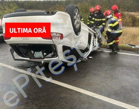 Poliția Argeș, oficial despre accidentul cu mașina răsturnată